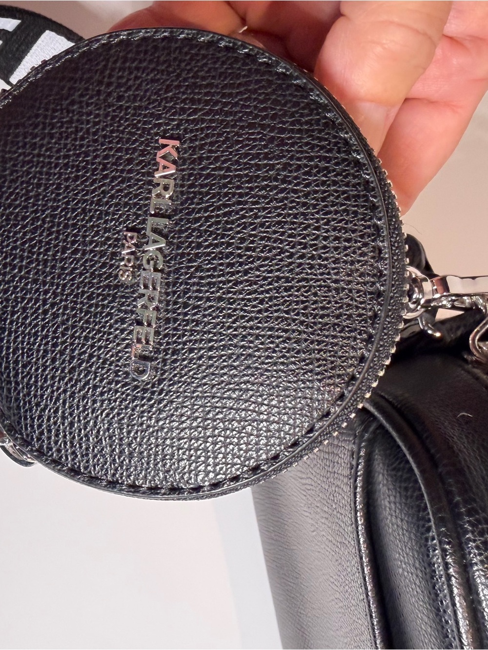 Karl Lagerfeld Black Crossbody with Red, Rose and Pink Heart Motif - Picture 12 of 16